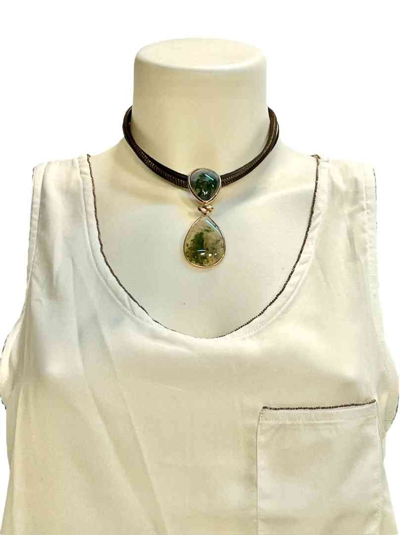 Pendente agata dendritica con cordone - immagine 4