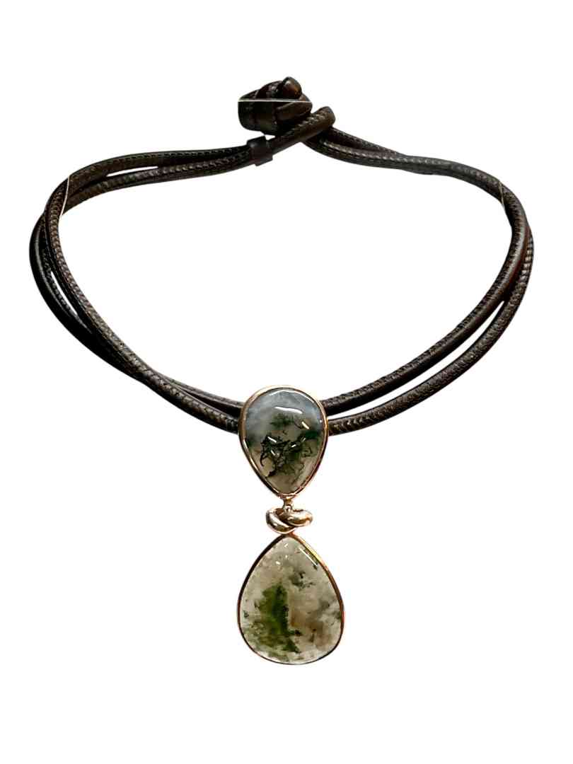 Pendente agata dendritica con cordone