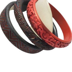 3 bracciali Lacca rossa e nera