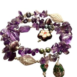 Bracciale Ametista con charms cloisonné