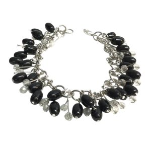 Bracciale charms neri/bianchi e argento