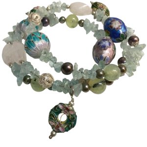 Bracciale Fluorite con charms cloisonné
