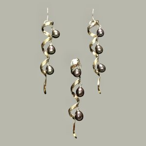 Parure argento e perle grigie