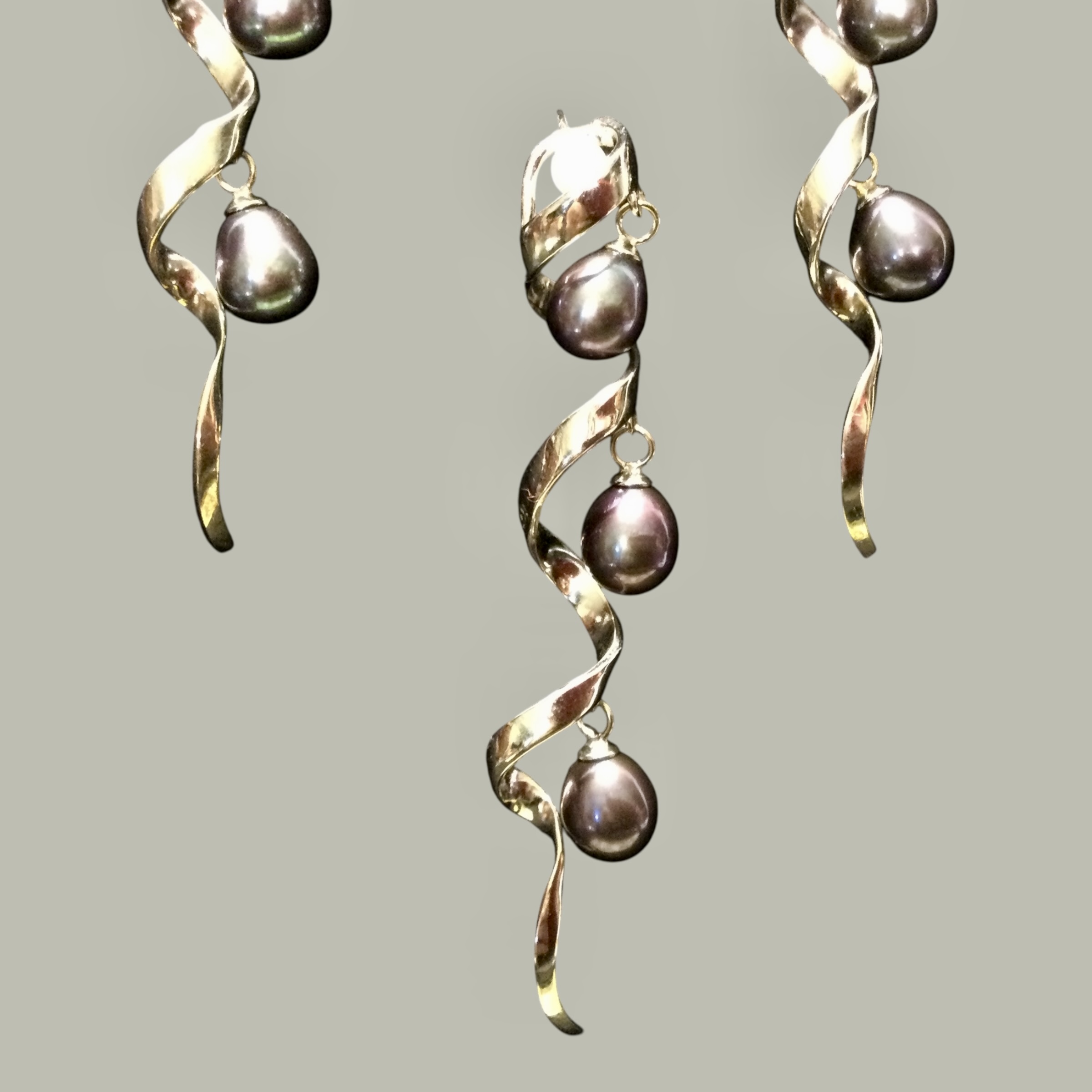 Parure argento e perle grigie - immagine 7