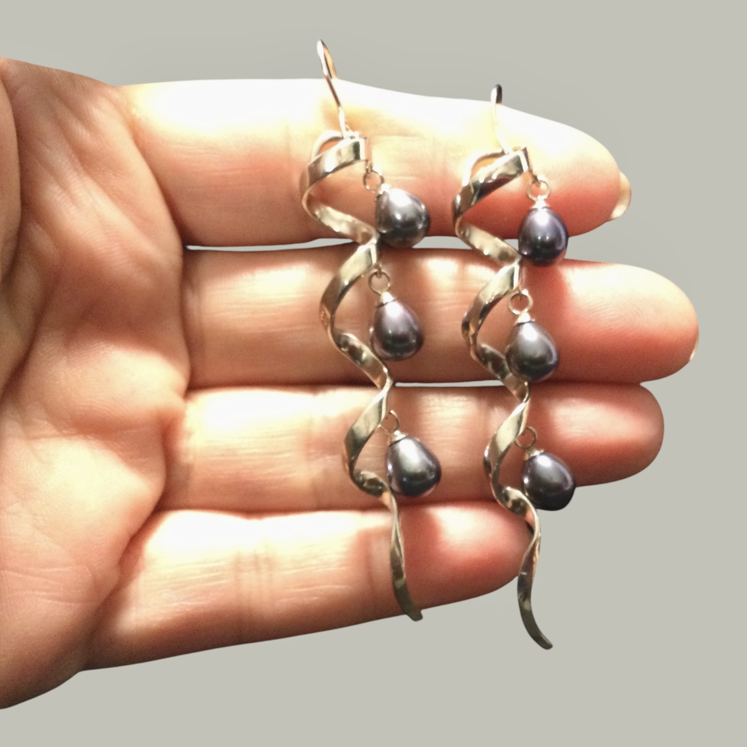 Parure argento e perle grigie - immagine 9