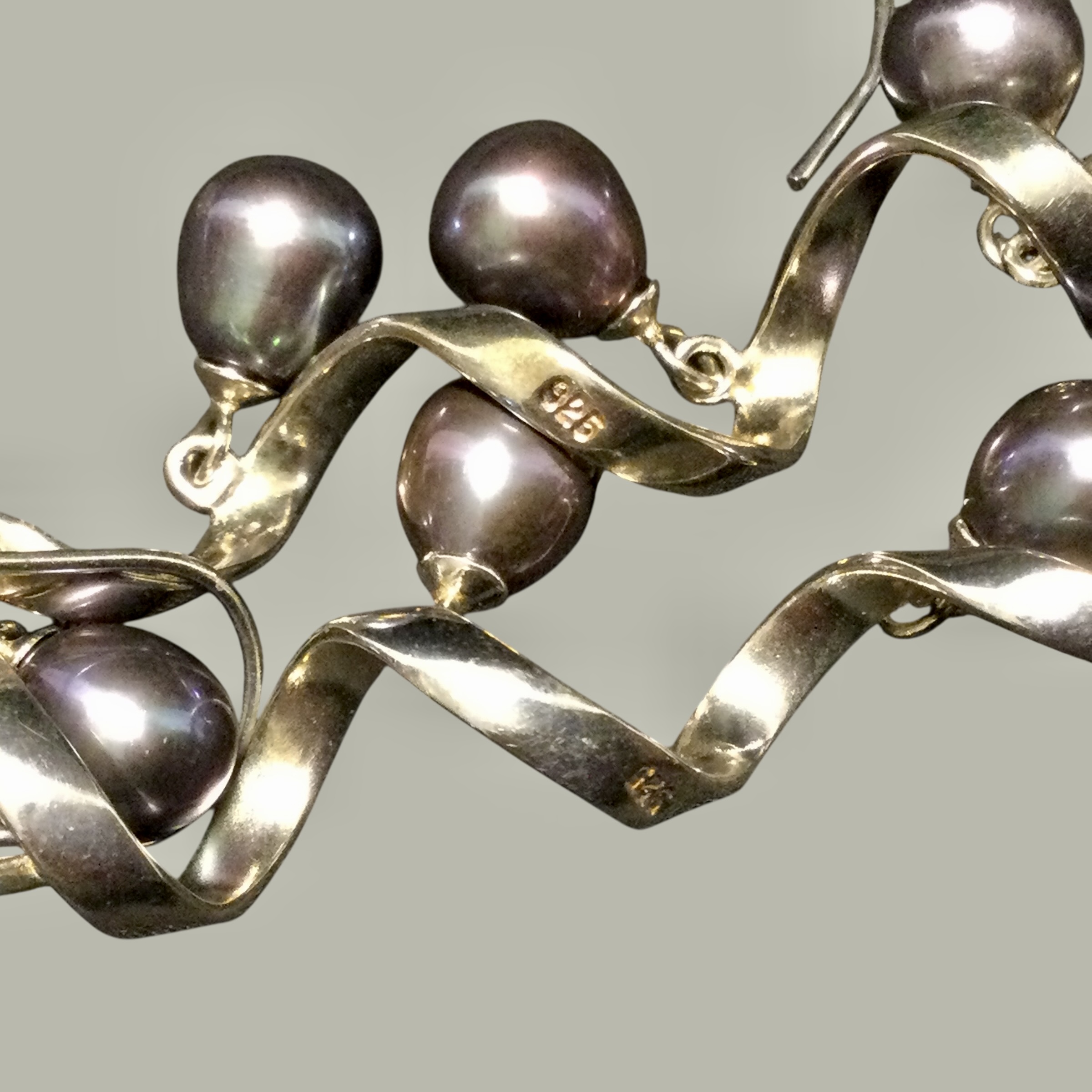 Parure argento e perle grigie - immagine 4