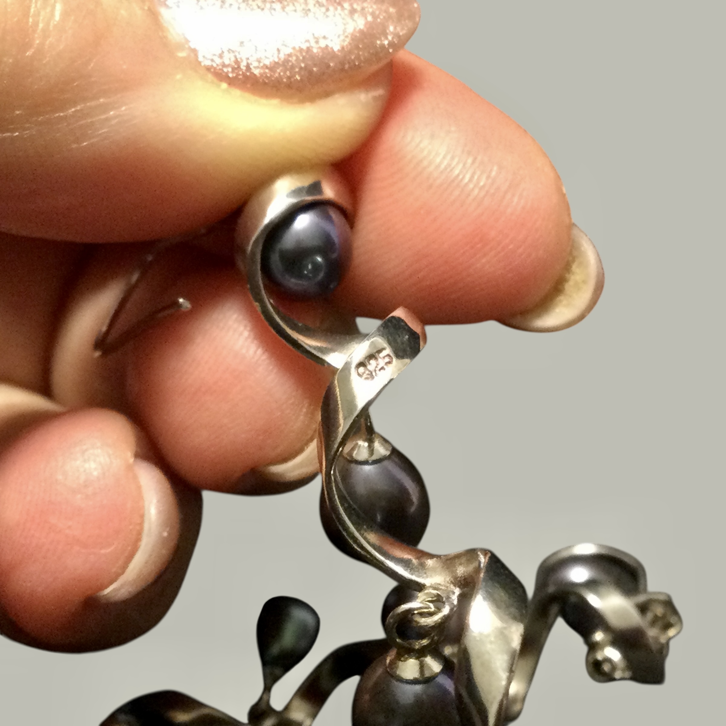 Parure argento e perle grigie - immagine 5