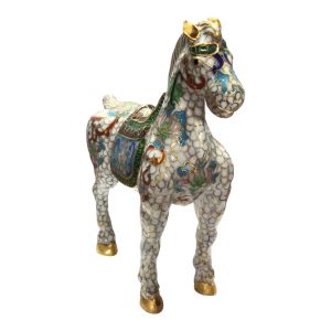 Cavallo cloisonné bianco
