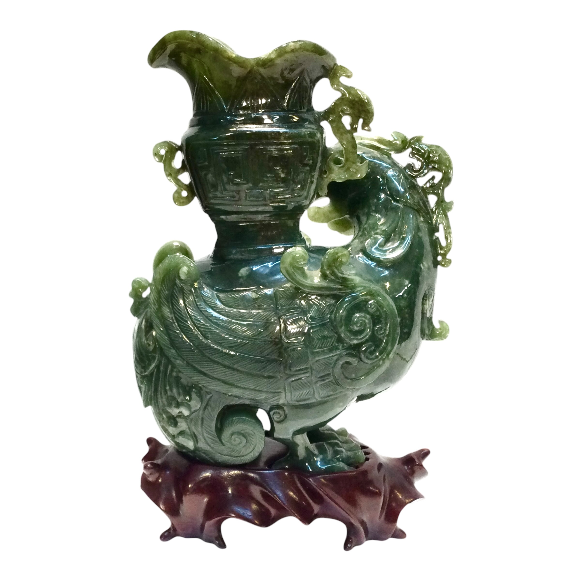 Fenice/grifone con vaso in giada nefrite - immagine 15