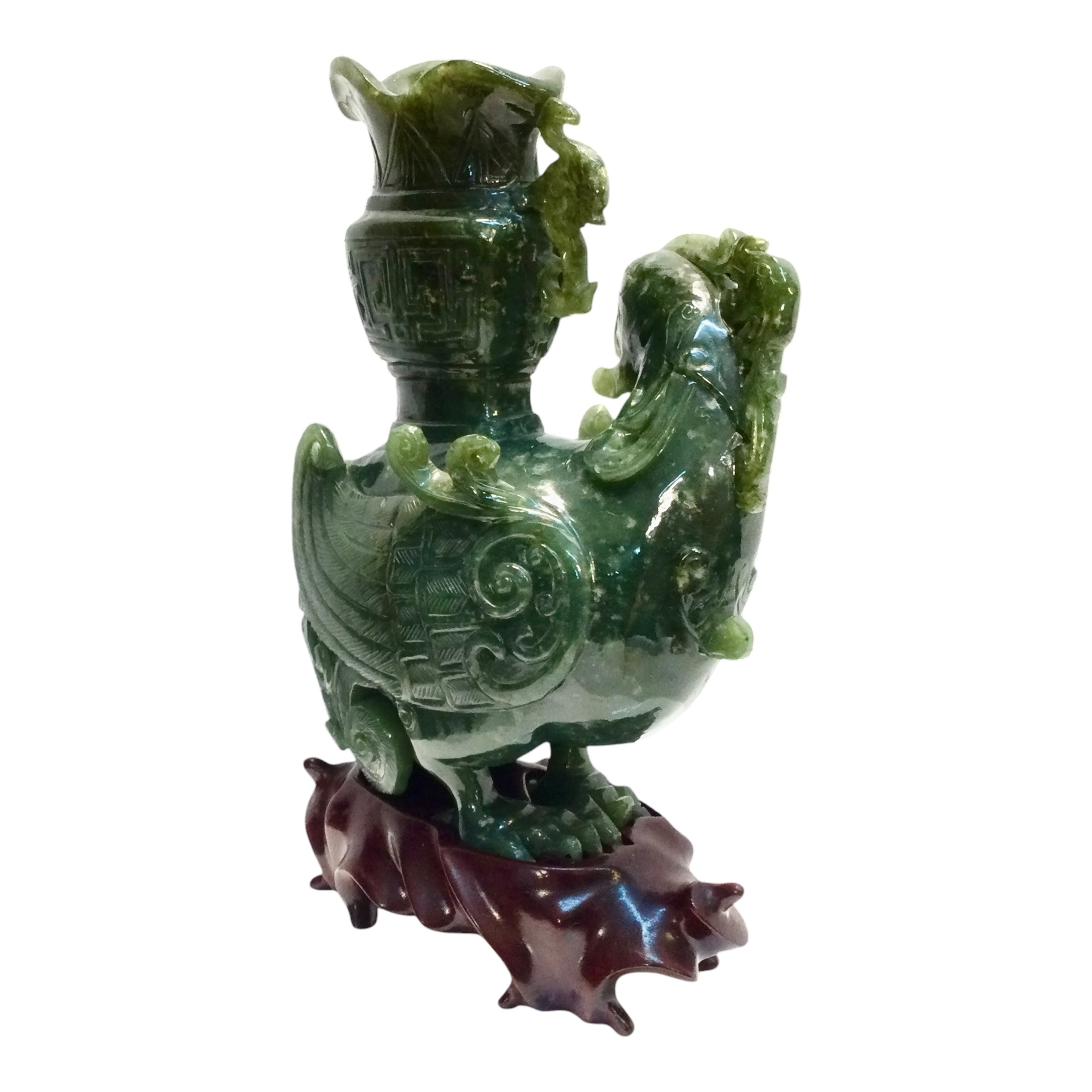 Fenice/grifone con vaso in giada nefrite - immagine 14