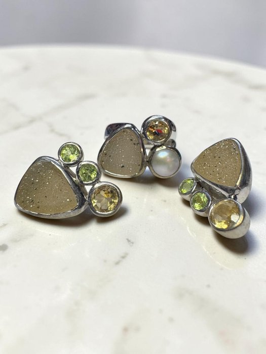 Parure calcedonio e citrino in argento - immagine 20