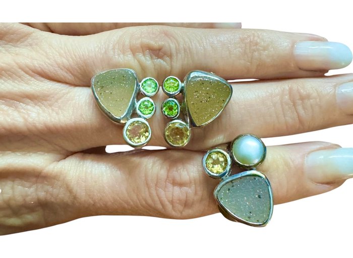 Parure calcedonio e citrino in argento - immagine 18