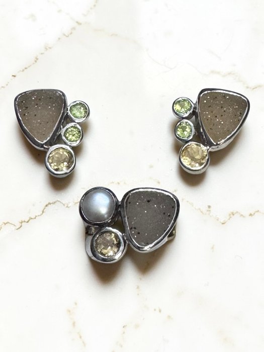 Parure calcedonio e citrino in argento - immagine 17