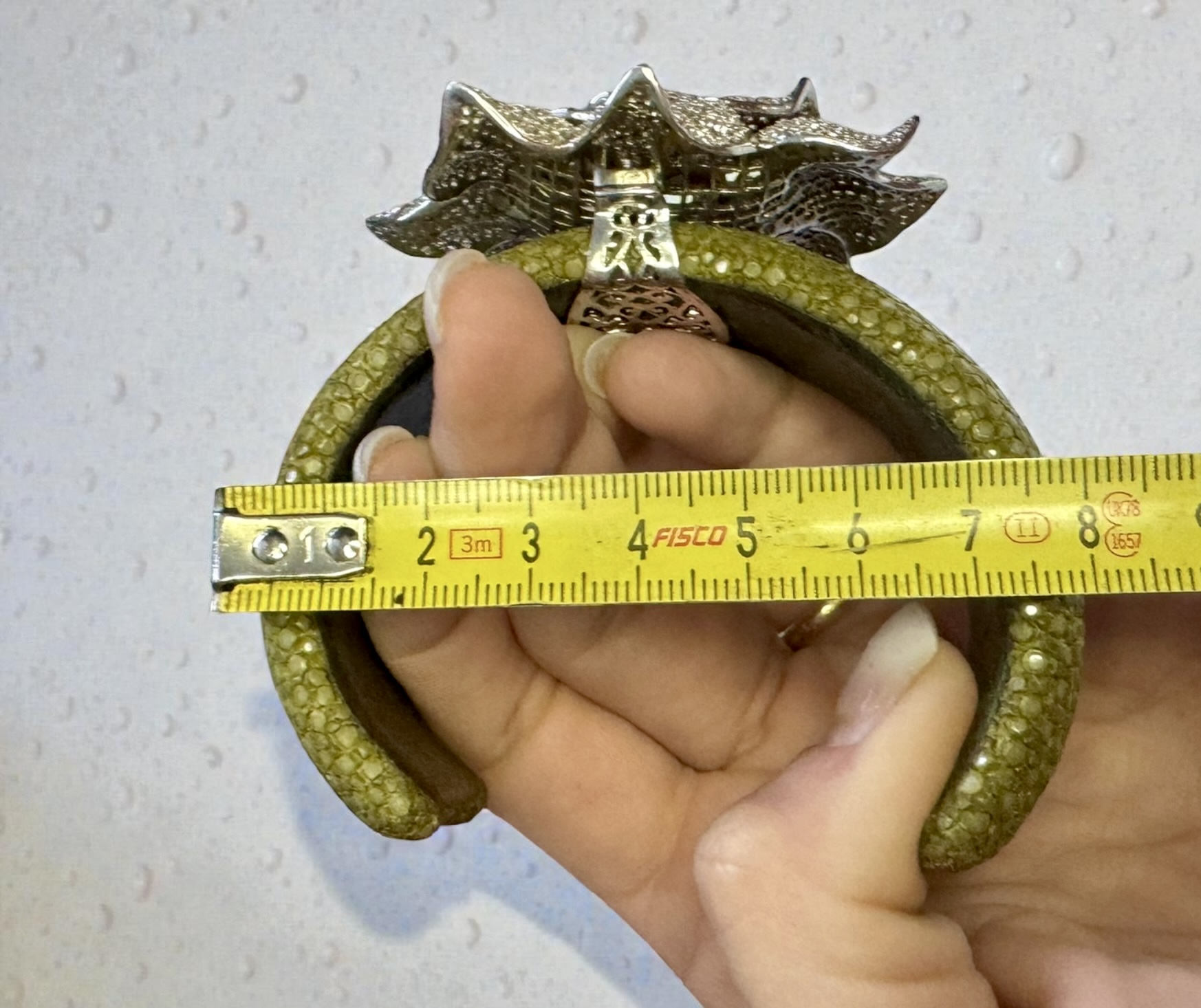 Bracciale pelle di razza e zirconi - immagine 14