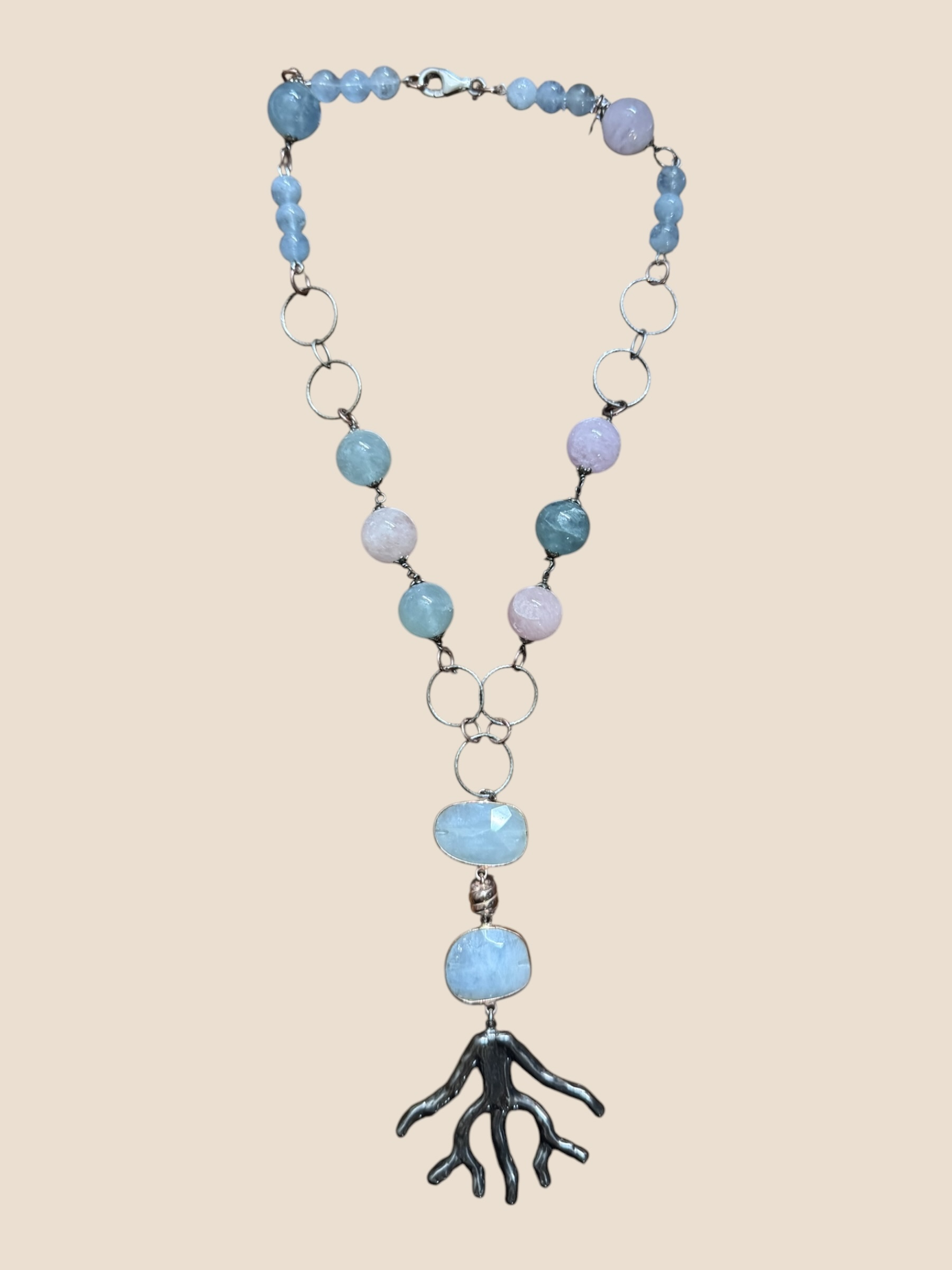 Collana berillo con pendente ramo argento nero - immagine 6