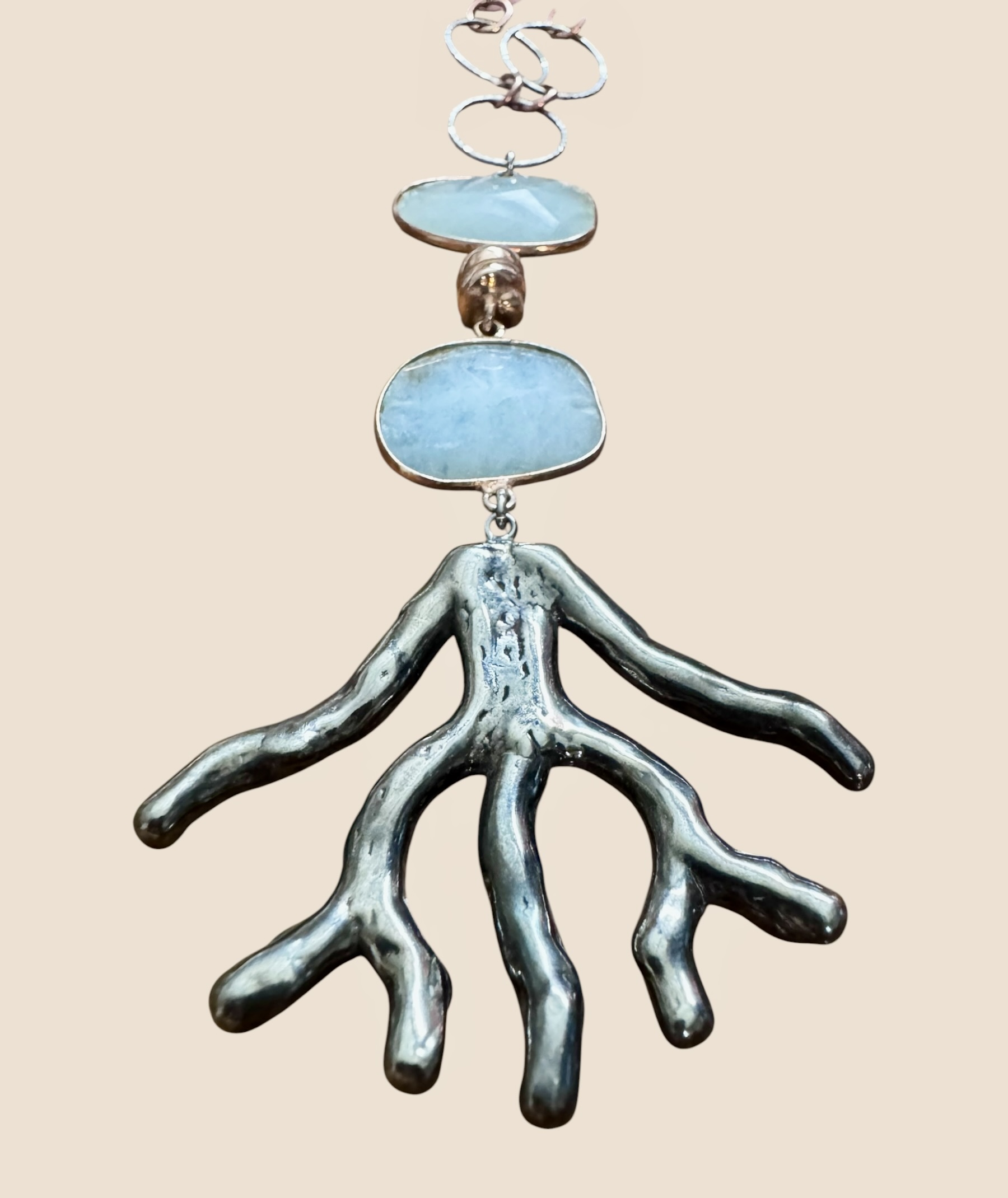 Collana berillo con pendente ramo argento nero - immagine 7