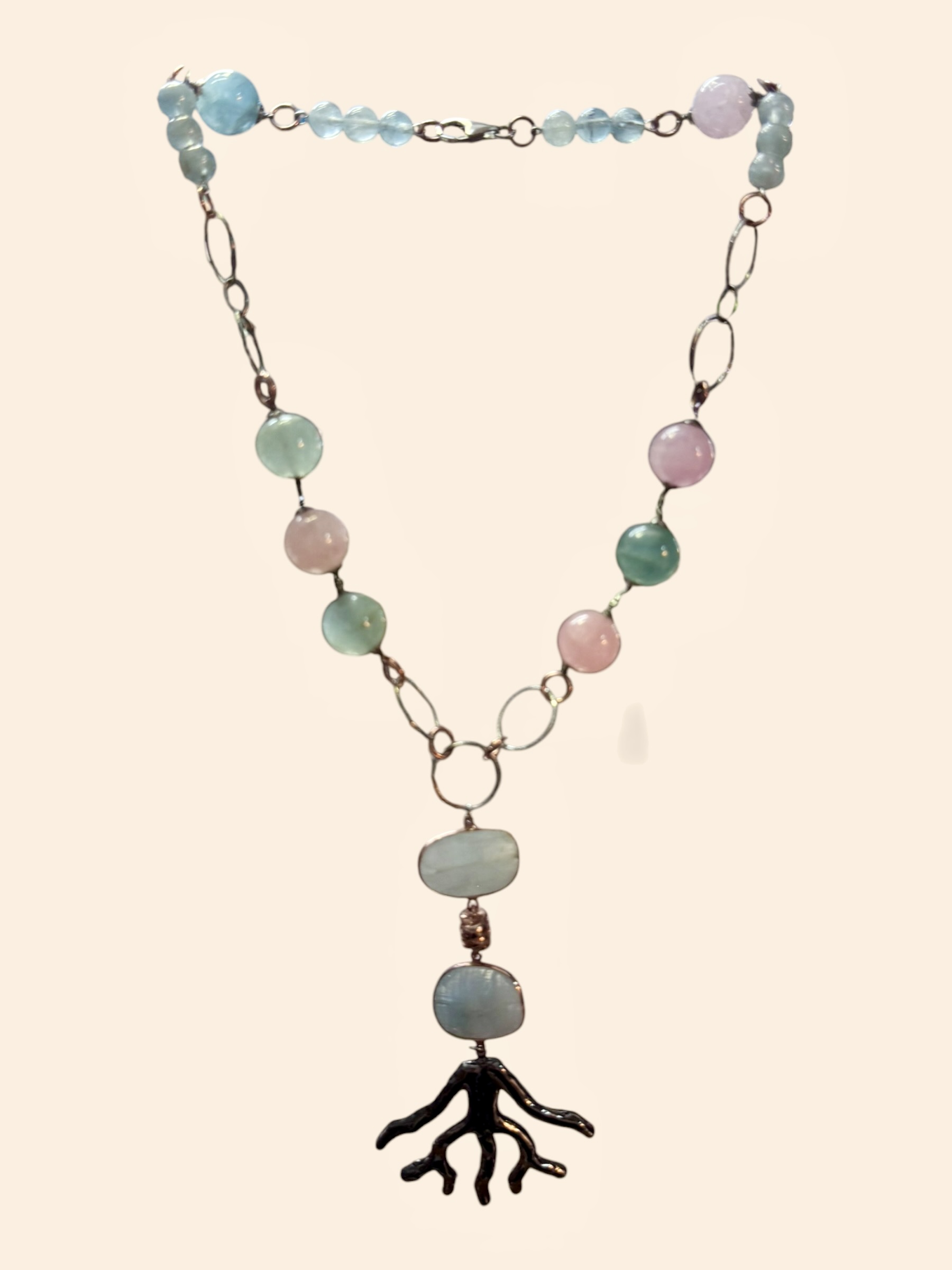 Collana berillo con pendente ramo argento nero - immagine 10