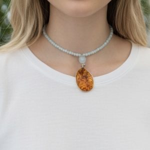 Girocollo acquamarina con pendente