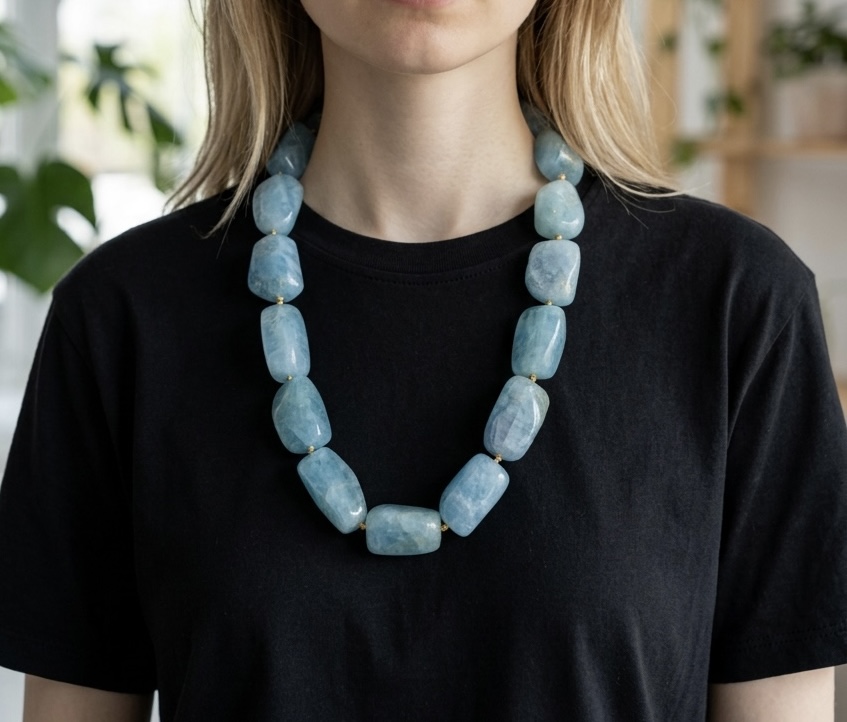 Collana sassi acquamarina - immagine 14