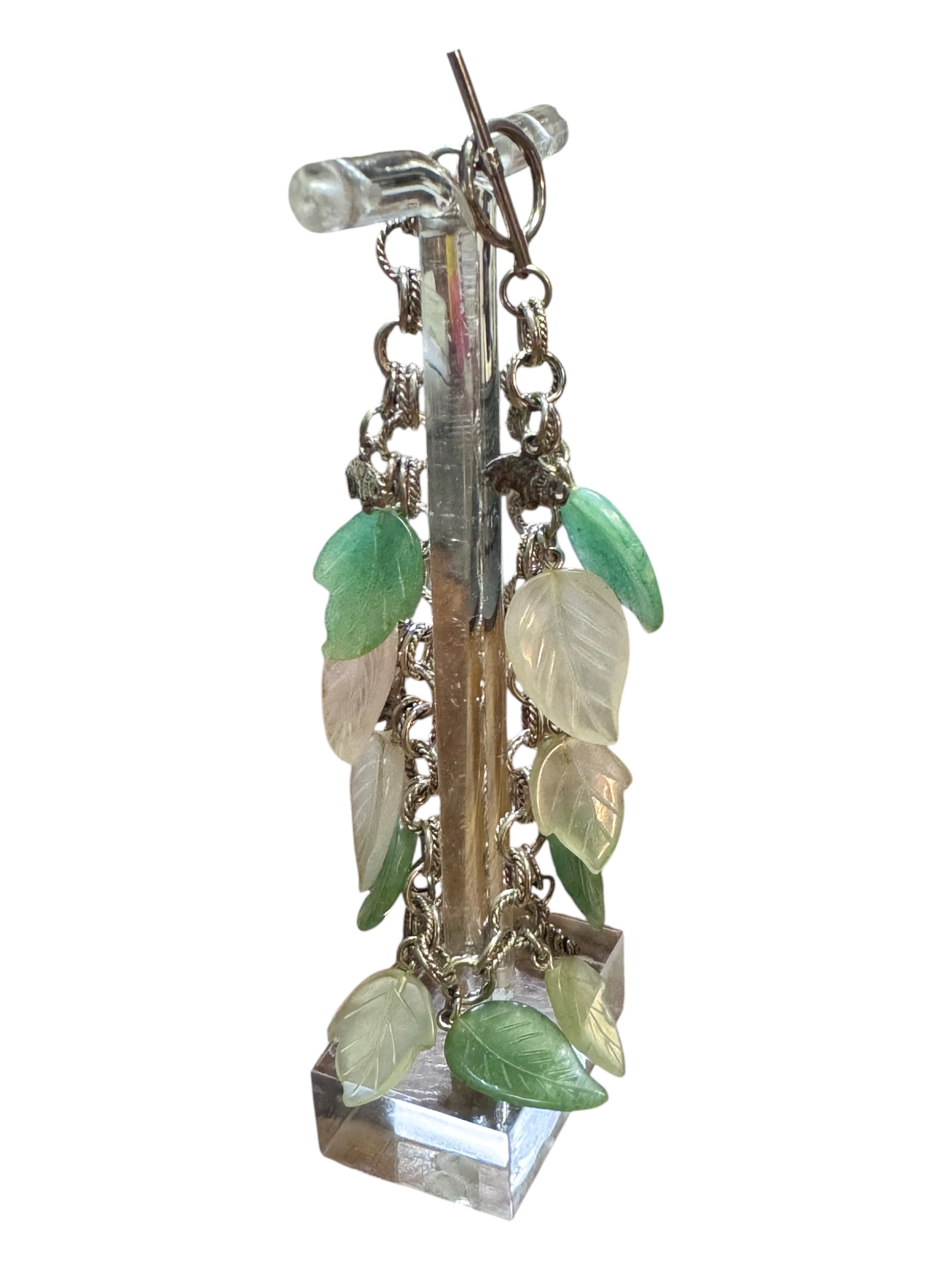 Bracciale foglie e elefantini argento - immagine 3