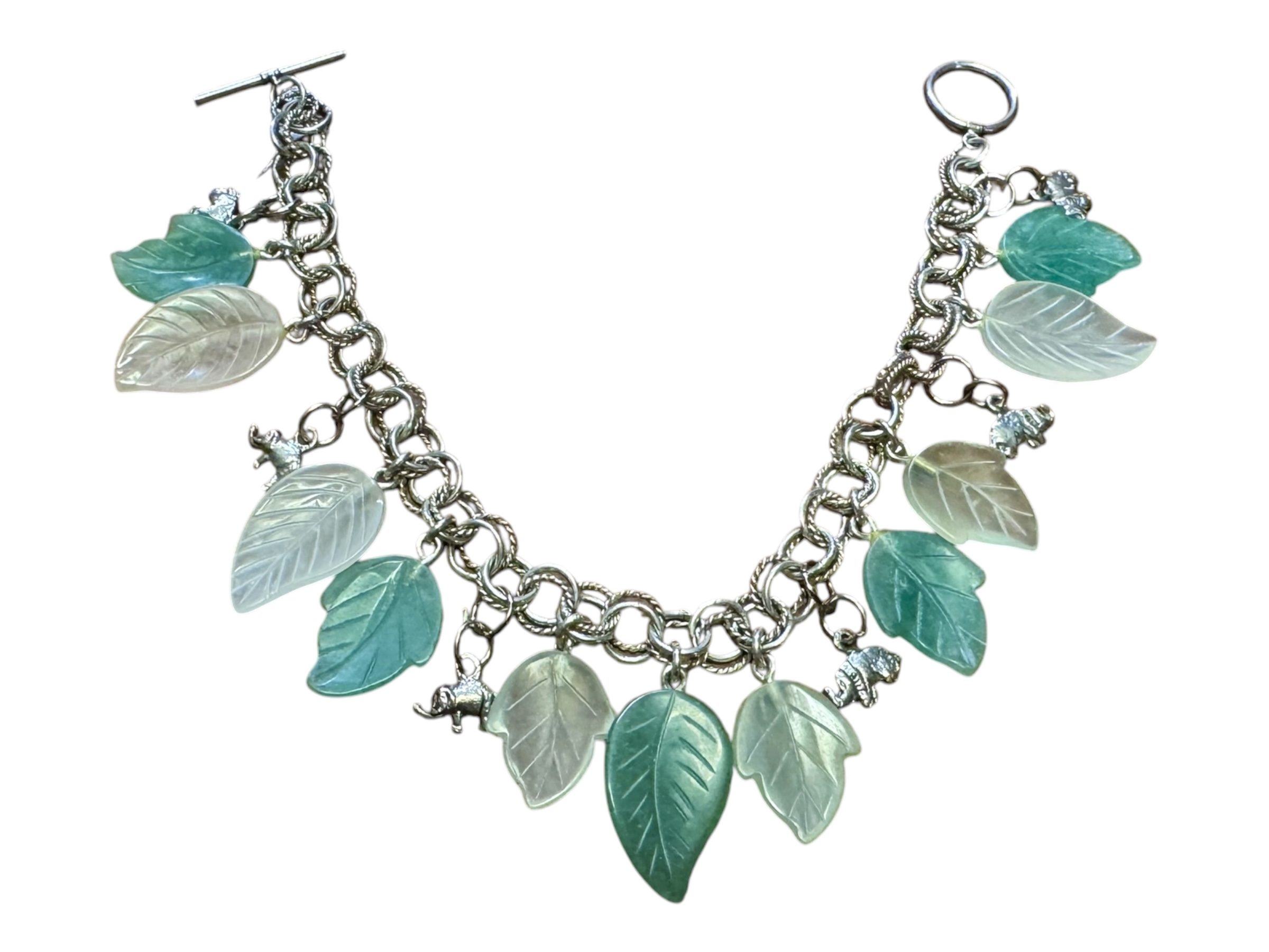 Bracciale foglie e elefantini argento - immagine 10