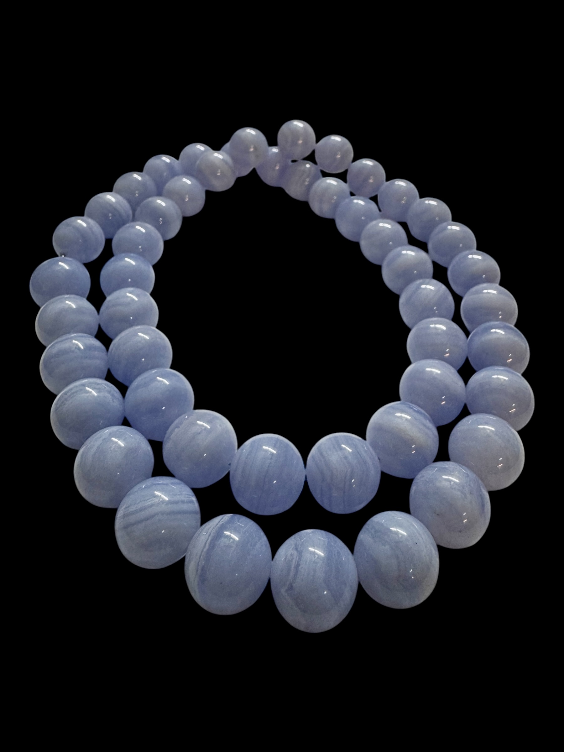 Filo con 2 bracciali calcedonio azzurro - immagine 3
