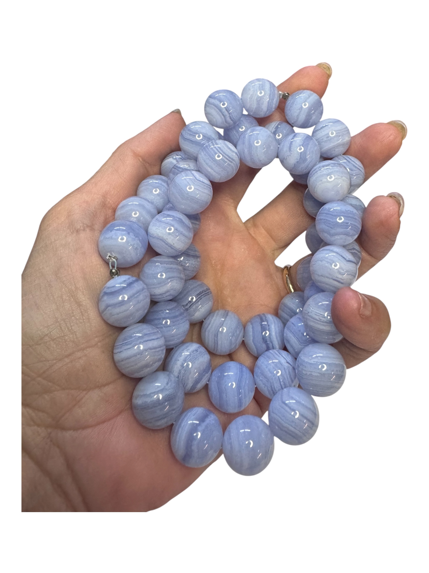 Filo con 2 bracciali calcedonio azzurro - immagine 11