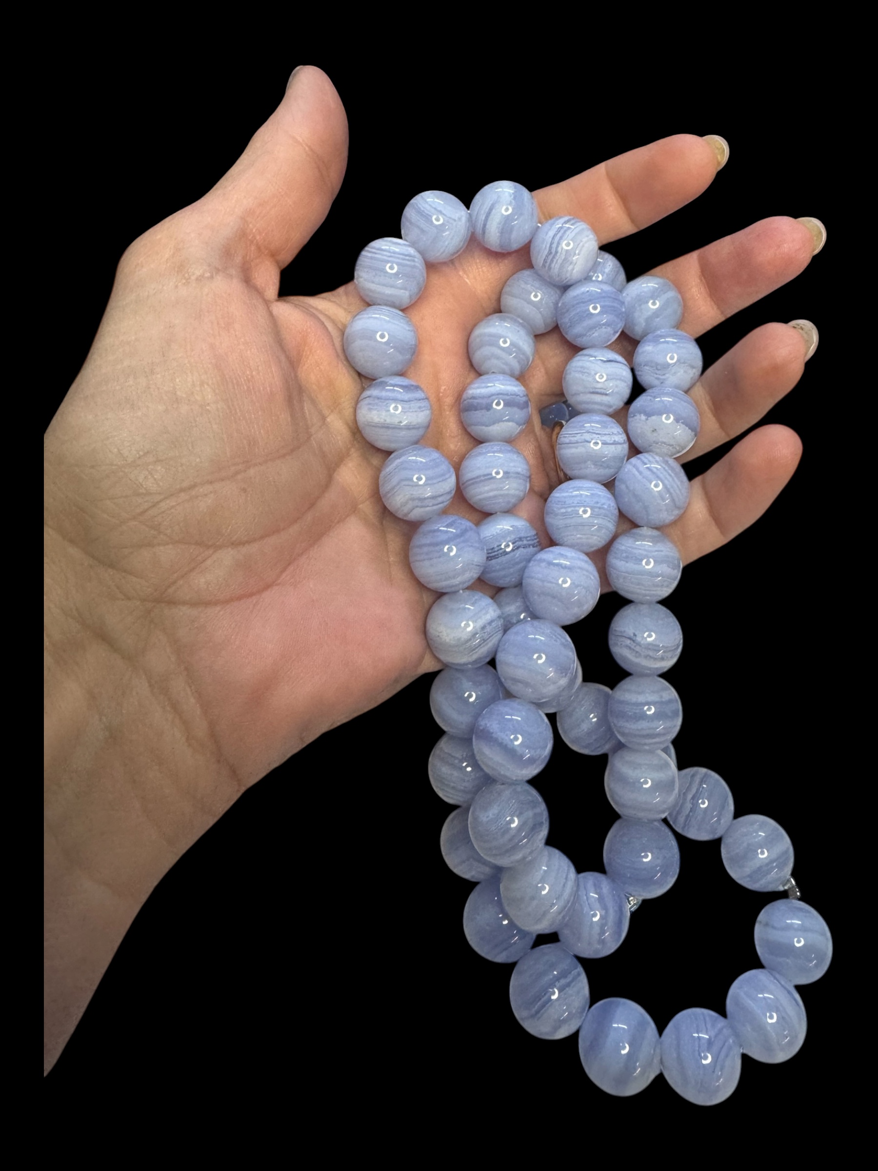 Filo con 2 bracciali calcedonio azzurro - immagine 9