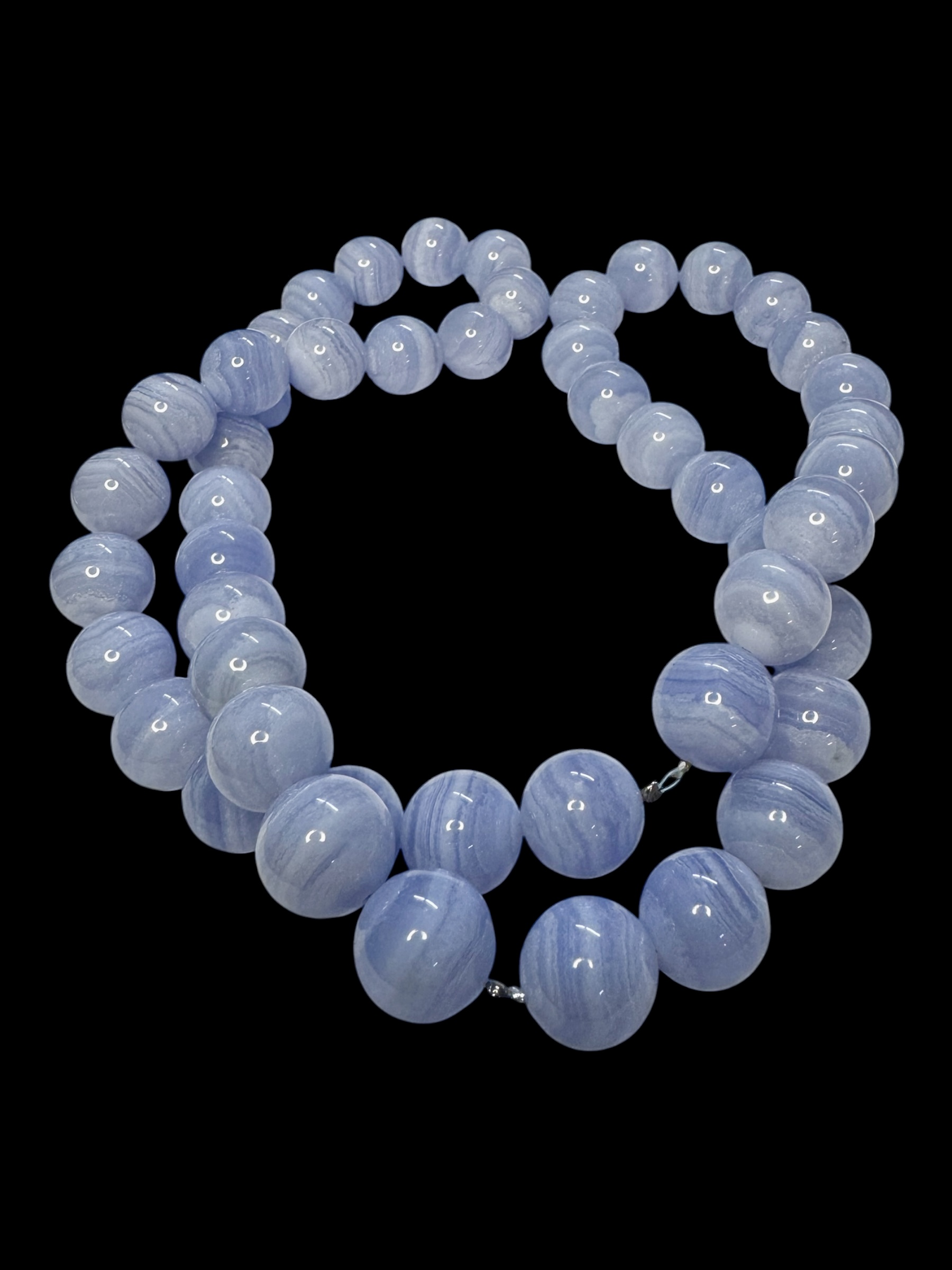 Filo con 2 bracciali calcedonio azzurro - immagine 5